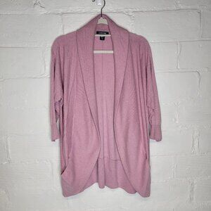 Lands' End Women's Medium Petite Cardigan Sweater Pink Open Front